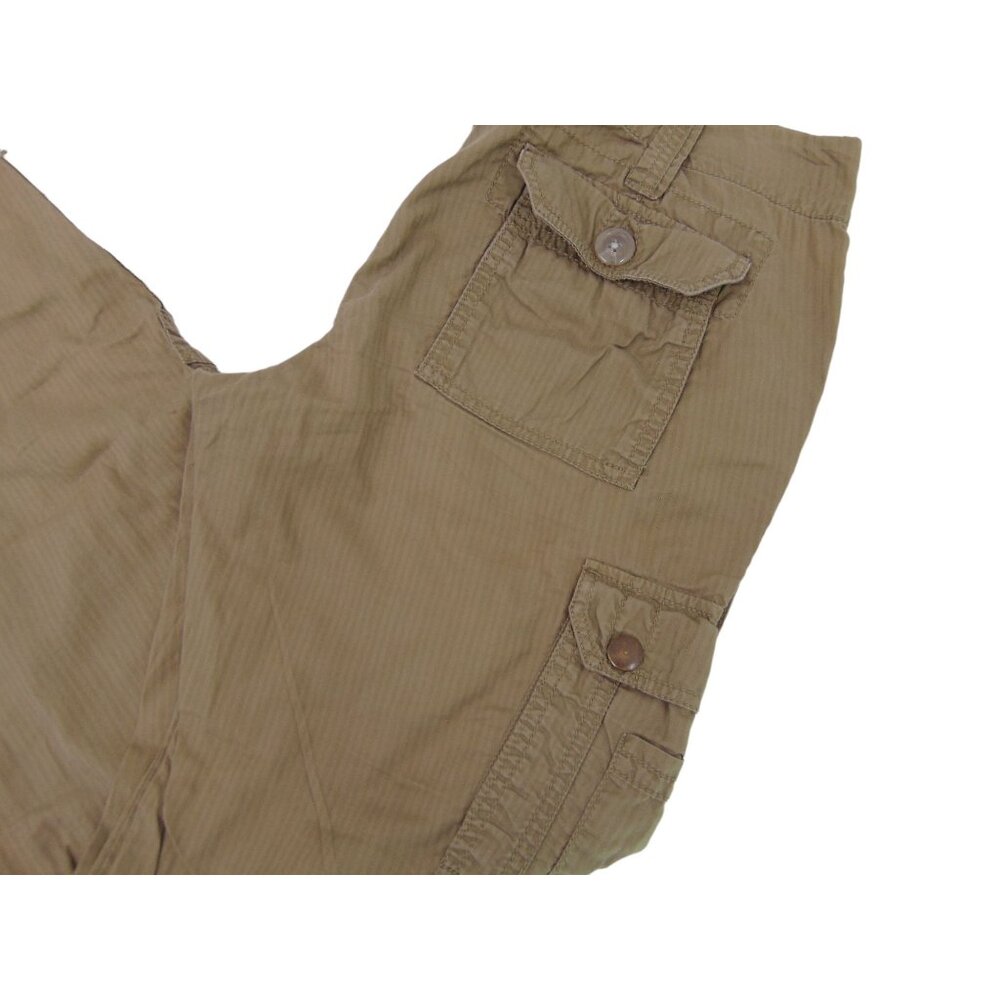 Hei Hei Anthropologie Green Pants 4 Shadow Stripe Cargo Pockets Low Rise Zipper - Picture 9 of 12